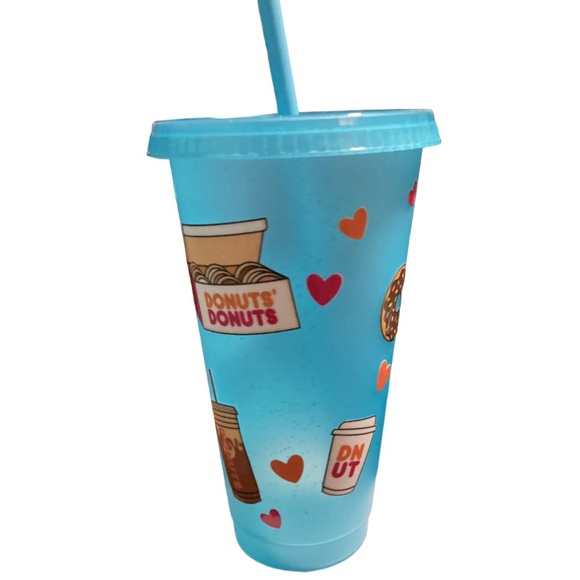 NEW handmade “Donuts” UVDTF reusable‎ cold cup Rainbow Daisy 24oz - Picture 5 of 9